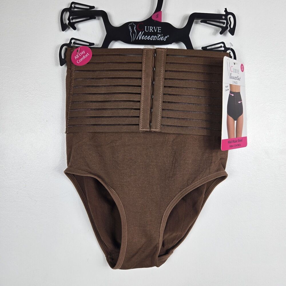 Curve‎ Necessities Women's Size Small Brown Mid Waist Brief Firm Control NWT